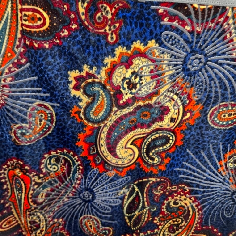 Motto skirt crushed velvet paisley colourful rich navy blue pencil size 10/12 - Picture 3 of 8